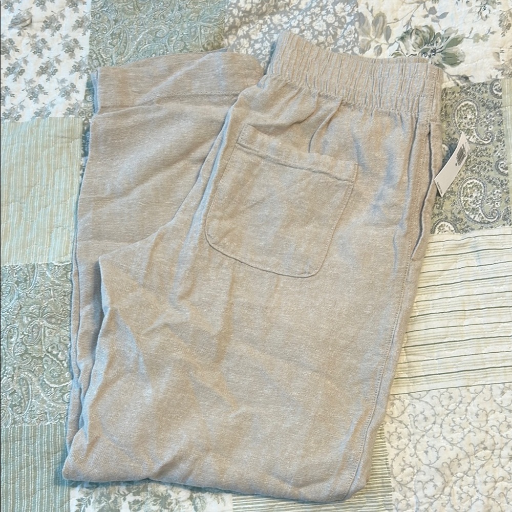 Old Navy Tan Linen tapered pants